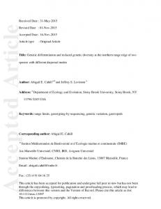 Genetic differentiation and reduced genetic diversity ...