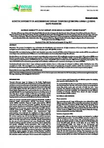 GENETIC DIVERSITY IN ACCESSIONS OF INDIAN TURMERIC ...