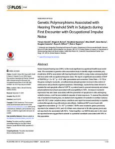 Genetic Polymorphisms Associated with Hearing ... - Semantic Scholar