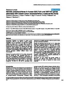 Genetic polymorphisms in human SULT1A1 and UGT1A1 genes ...