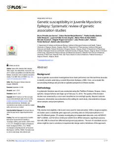 Genetic susceptibility in Juvenile Myoclonic Epilepsy - PLOS