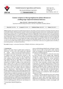 Genetic variation in wheat germplasm for salinity tolerance ... - DergiPark