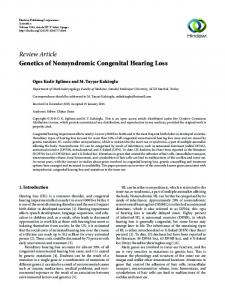 Genetics of Nonsyndromic Congenital Hearing Loss