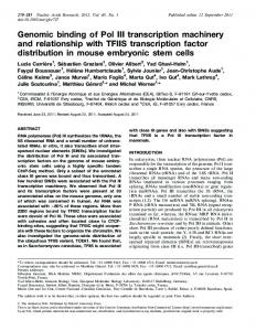 Genomic binding of Pol III transcription machinery ... - BioMedSearch