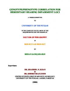 genotype/phenotype correlation for hereditary hearing ...