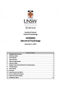 GENS9003 Abnormal Psychology