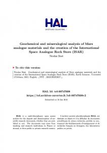 Geochemical and mineralogical analysis of Mars analogue ...