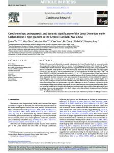 Geochronology, petrogenesis, and tectonic ...