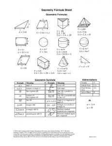 Geometry Formula Sheet