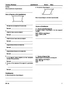 Geometry Worksheet Quadrilaterals