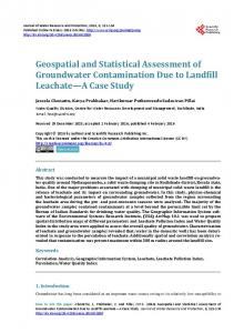 Geospatial and Statistical Assessment of Groundwater Contamination ...