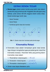 GERAK BENDA TEGAR Kinematika Rotasi