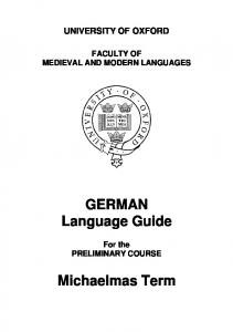 GERMAN Language Guide Michaelmas Term