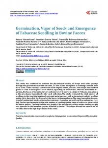 Germination, Vigor of Seeds and Emergence of Fabaceae Seedling in ...