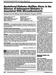 Gestational Diabetes Mellitus Alone in the Absence of ... - Diabetes Care