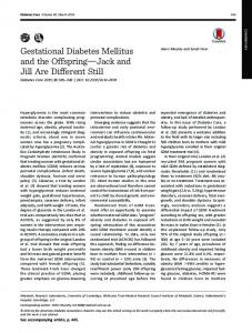 Gestational Diabetes Mellitus and the OffspringdJack ... - Diabetes Care