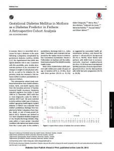 Gestational Diabetes Mellitus in Mothers as a ... - Diabetes Care