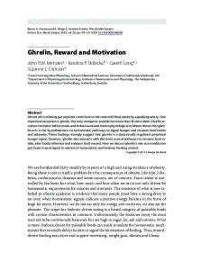 Ghrelin, Reward and Motivation