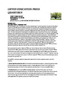 GIFTED EDUCATION PRESS QUARTERLY