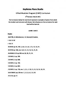 Gifted Musician Program Curriculum - KeyNotes Piano Studio