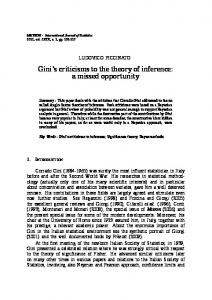 Gini's criticisms to the theory of inference: a missed opportunity