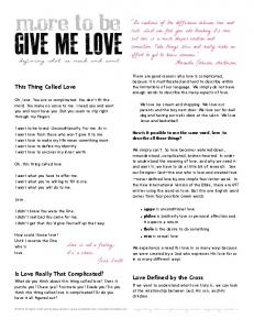 Give Me Love - More to Be