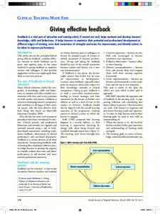 Giving effective feedback - Multiprofessional Faculty Development