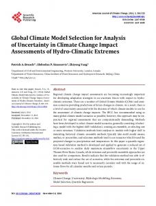 Global Climate Model Selection for Analysis of Uncertainty in Climate ...