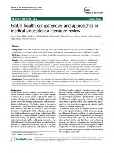 Global health competencies and approaches in medical education: a ...