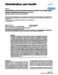 Globalization and social determinants of health: Promoting health