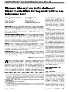 Glucose Absorption in Gestational Diabetes Mellitus ... - Diabetes Care