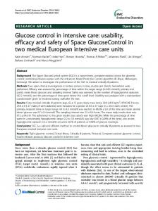 Glucose control in intensive care