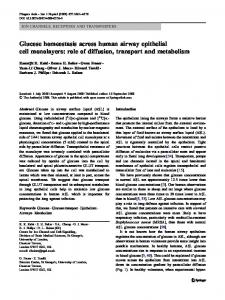 Glucose homeostasis across human airway epithelial cell monolayers ...