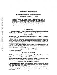 GOLDBERG'S CONSTANTS