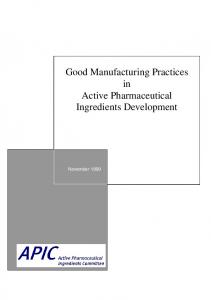 Good Manufacturing Practices in Active Pharmaceutical Ingredients ...