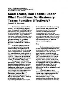 Good Teams, Bad Teams