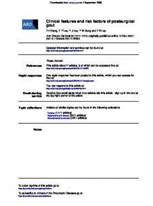 gout Clinical features and risk factors of postsurgical - CiteSeerX