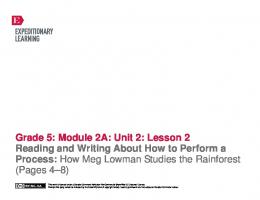 Grade 5: Module 2A: Unit 2: Lesson 2 Reading and Writing About ...