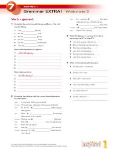 Grammar EXTRA! Worksheet 2 - Inspiration