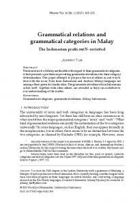 Grammatical relations and grammatical categories in Malay