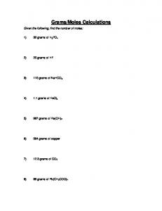 Grams Moles Worksheet