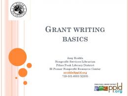 GRANT WRITING BASICS