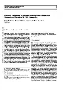 Greedy-Knapsack Algorithm for Optimal Downlink Resource Allocation ...