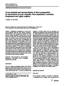 Green synthesis and characterization of silver ... - Springer Link