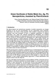 Green Synthesis of Noble Metal (Au, Ag, Pt ... - IntechOpen