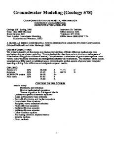 Groundwater Modeling (Geology 578)