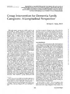 Group Intervention for Dementia Family Caregivers: A ...