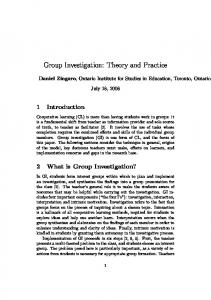 Group Investigation: Theory and Practice - Daniel Zingaro's ...