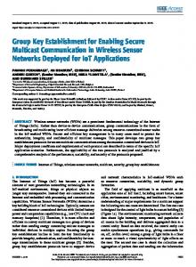 Group Key Establishment for Enabling Secure ...