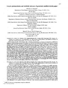 Growth,. photosynthesis, and herbicide tolerance of genetically ...